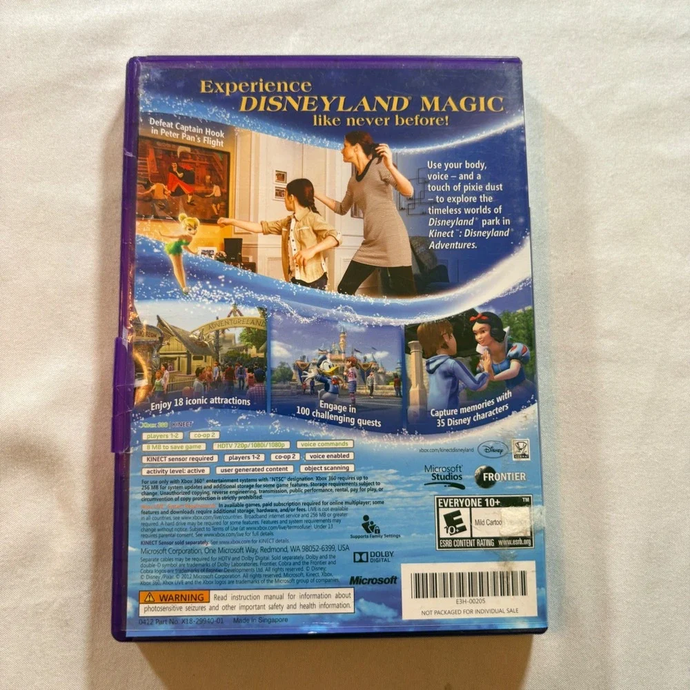 Microsoft Kinect Disneyland Adventures Xbox 360 Game Kids Family Motion Play
